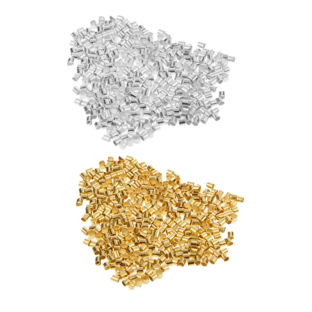Lot 1200pcs 1.5mm Tube Crimp End Spacer Beads Cord Jewelry Finding DIY