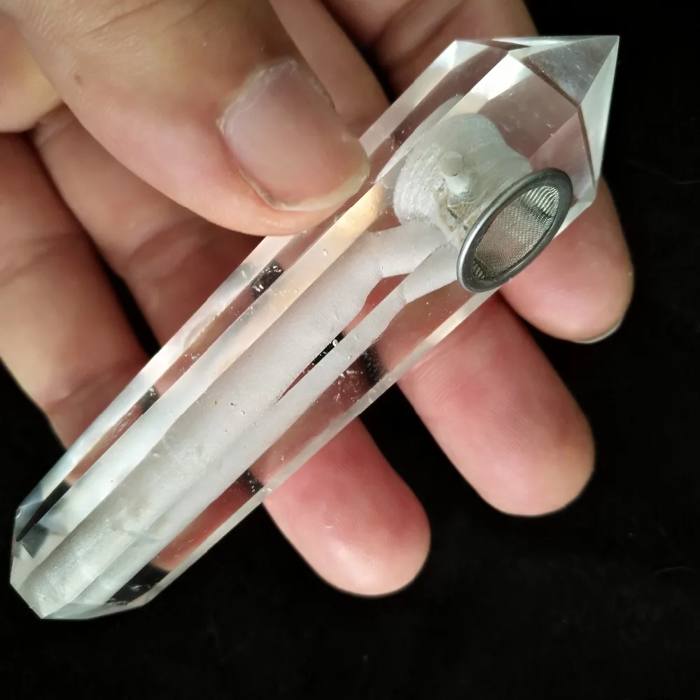 

Holiday gifts(1pcs) smelting crystal smoking pipe quartz points cigarette holder