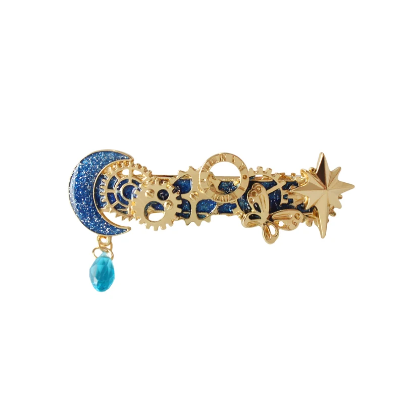 F J4Z nueva moda joyería esmalte azul Luna planeta gato Punk de vapor de Clips de pelo accesorios para el pelo pinza de pelo F J4Z nueva moda joyería esmalte azul Luna planeta gato Punk de vapor de Clips de pelo accesorios para el pelo pinza de pelo