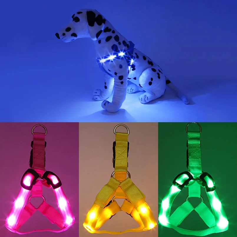 LED Flashing Light Harness for Large Dog Nylon Vest Product Leash Rope Belt Collar Safety Pet Supplies | Дом и сад