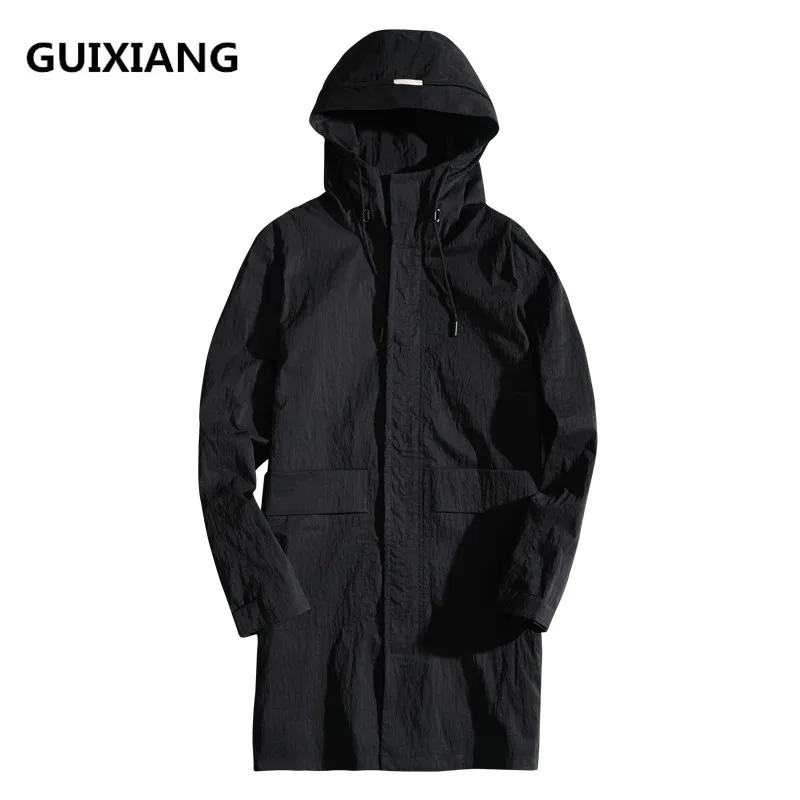 Тренч с капюшоном мужской модный длинный весенне осенний размер M 4XL|fashion men jacket|mens