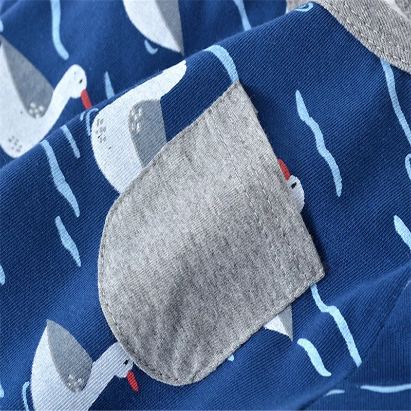 Детские футболки хлопковая одежда для малышей с изображением животных длинным