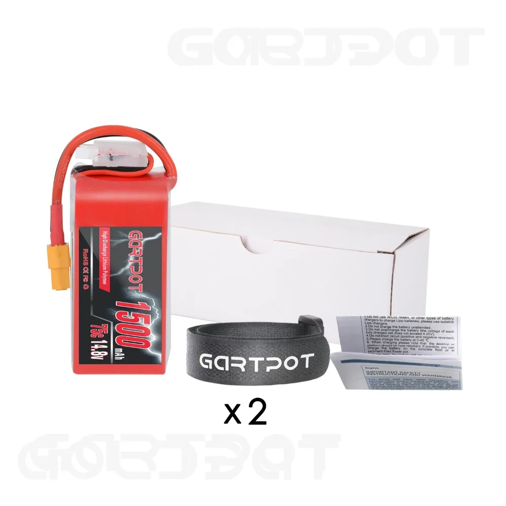 2 единицы GARTPOT 1500mAh 14,8 V lipo fpv батарея 75C Lipo батарея дроны 4S батарея 14,8 v с XT60 для радиоуправляемого автомобиля вертолета