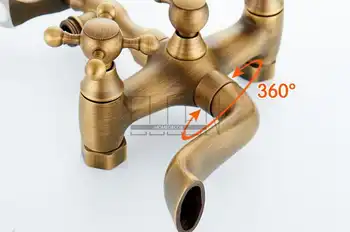 Antique Bronze Flooring Bath Faucet with Hand shower Floor Stand Faucets Bathtub Water Mixer EL8701