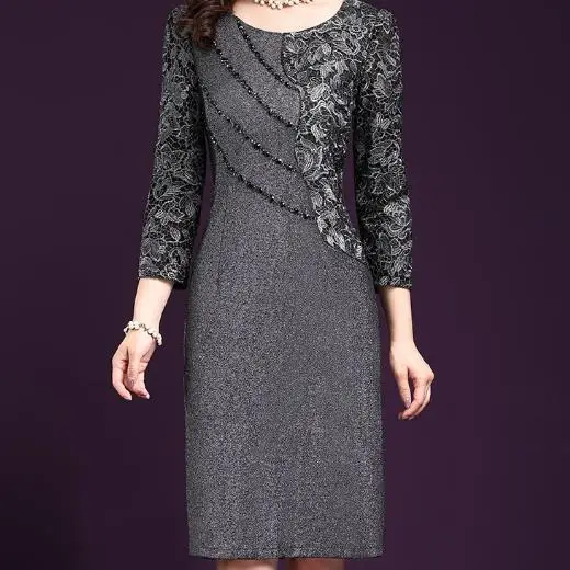 

Vintage Elegant Plus Size 3XL 4XL Women Dress Knee-Length Bodycon Ladies Dresses Office Work Sexy Autumn Femme Vestidos ZS4