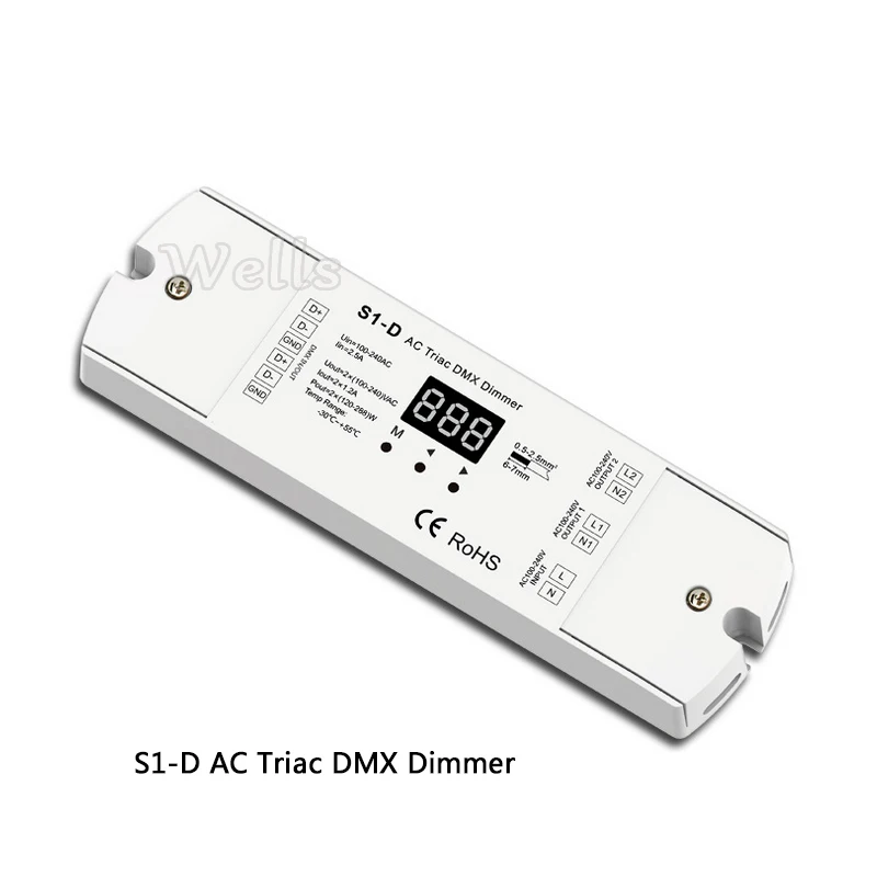 S1 D 2CH * 1A AC фазовый DMX512 диммер конвертер Triac DMX двухканальный выход кремния 512