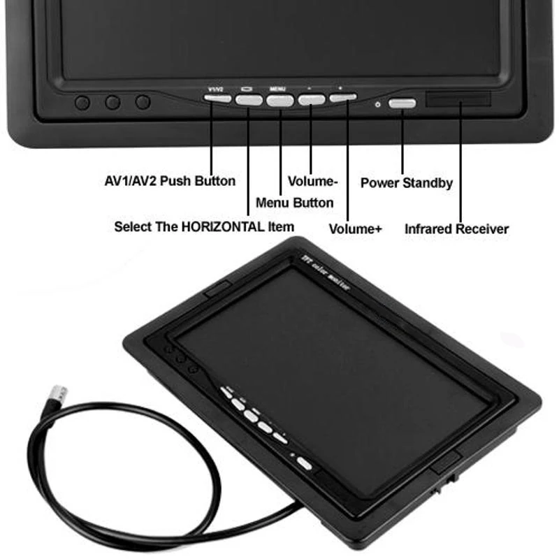 CARCHET автомобильный монитор 7 дюймов TFT lcd автомобильный DVD CCTV камера заднего вида монитор PAL NTSC автомобильные мониторы камера DVD DC 12 В 6 Вт