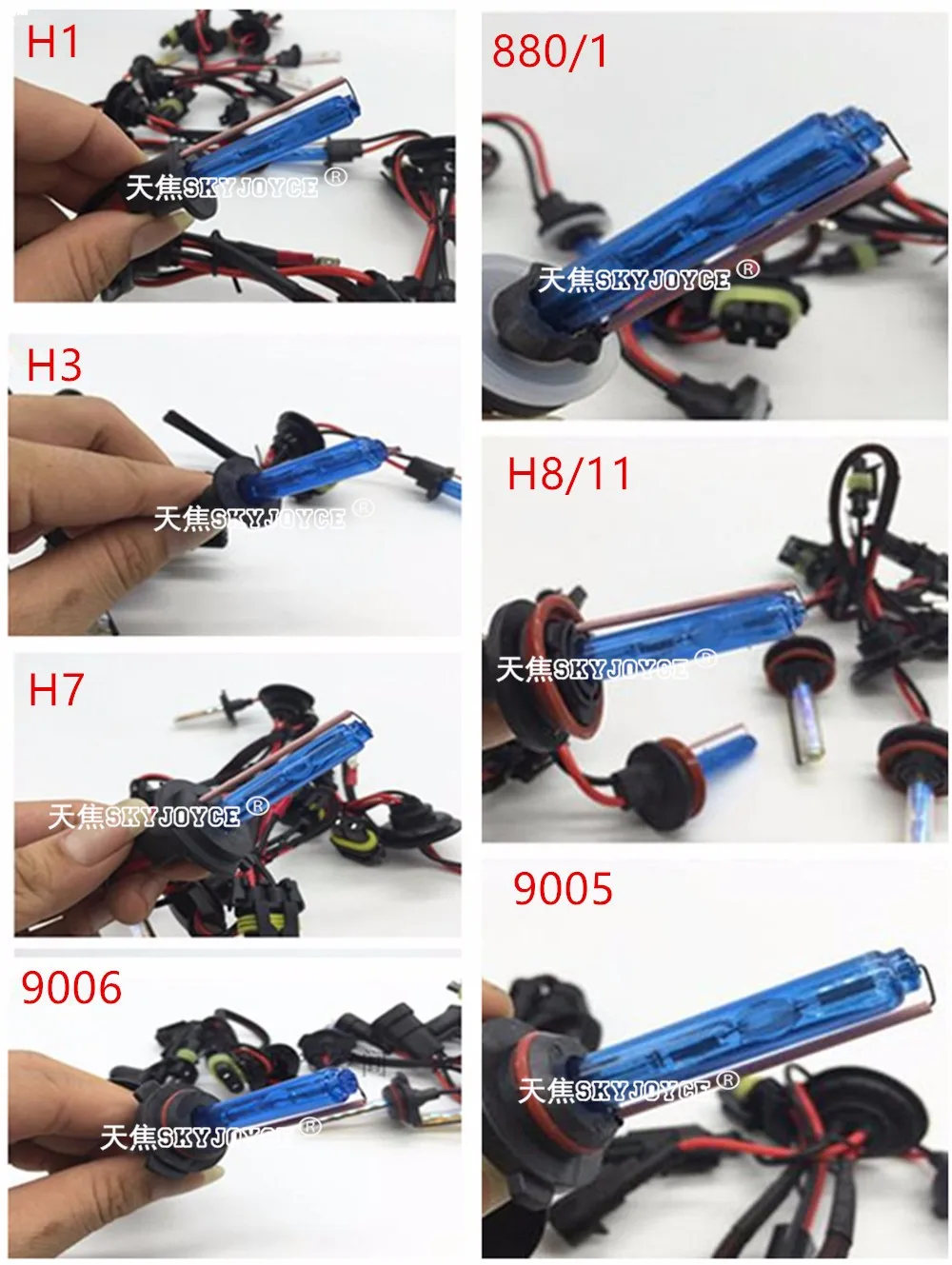 2XAC hid bulb H1 H3 H7 Blue H11 9005 9006 H4-1 Green 55W HID Xenon bulb SKYJOYCE 3000K-30000K Auto Headlight bulb hid replace (6)