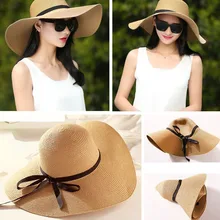 Droppshiping 1 шт. Для женщин женская соломянная шляпа от солнца с широкими полями из дышащего материала для пляжные летние BFJ55