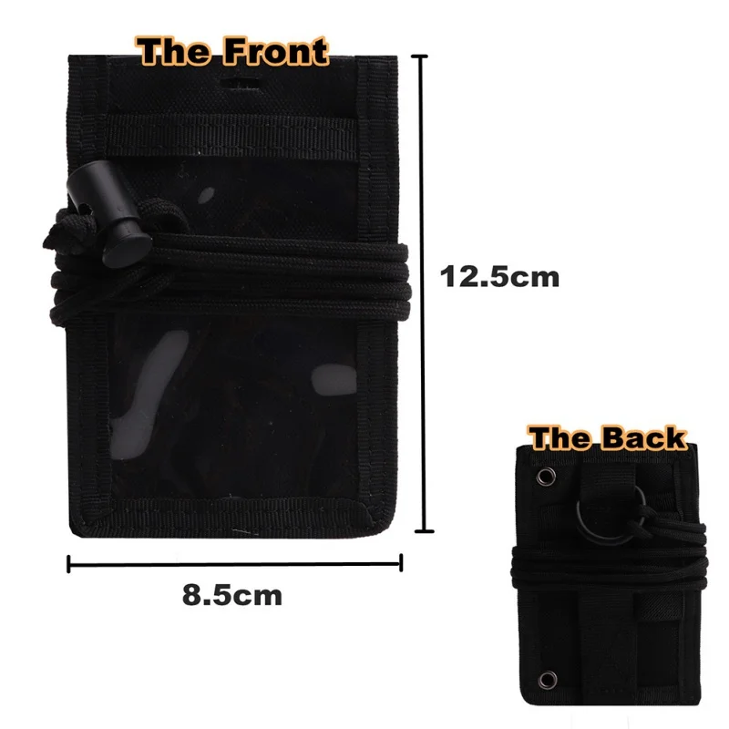 Soporte táctico para tarjetas de identificación de entusiastas militares con soporte de insignia con cordón de cuello negro organizador de bolsas para correr