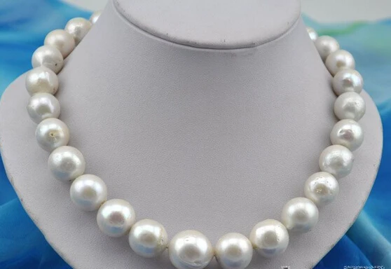 

HOT## Wholesale > Rare huge 18"12mm round white reborn keshi pearl necklace