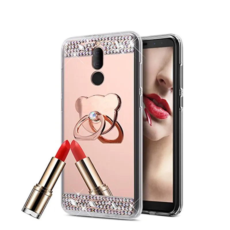 Зеркальный чехол с блестящим кольцом для Huawei P20 mate 9 Pro 20 10 lite p smart 2019 8C honor 8 6X 8X