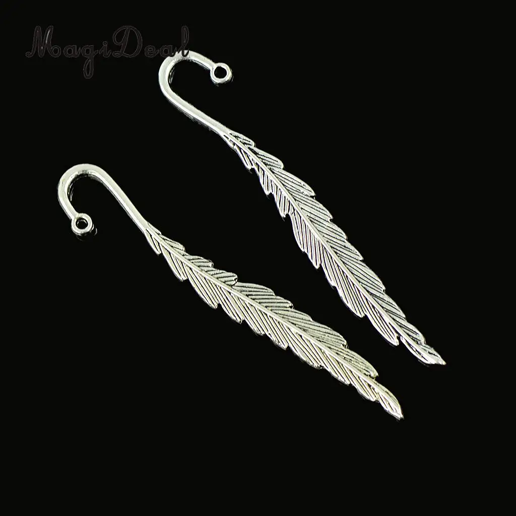 MagiDeal 60pcs Tibetan Silver Beading Feather Mermaid Line Beads Finding Bookmark Loop DIY Making Book Marker