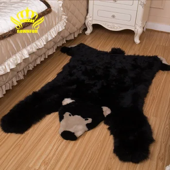 

ROWNFUR Natural Australian Sheepskin Rug Children's Birthday Gift Cute Soft Brown Bear Wool Non-slip Carpet Game Blanket Fluffy