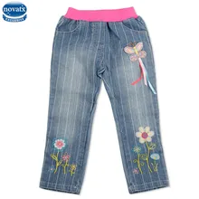 Novatx G3725 girls jeans flower embroidery children clothes cowboy kids clothes fashion jeans font b baby