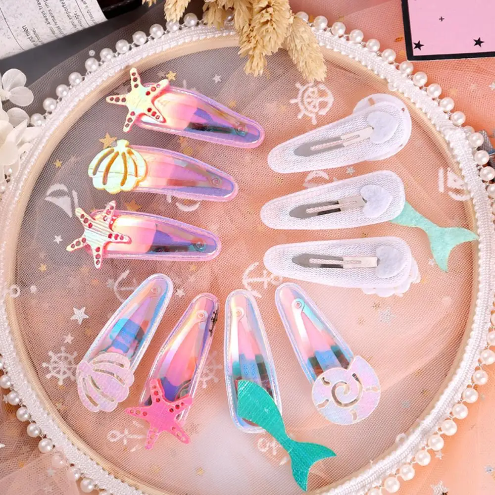 

2PC/SET Cute Starfish Shell Hair Clips for Girls Cartoon Conch Kids Sequin Hairpins Children Lovely pince cheveux femme