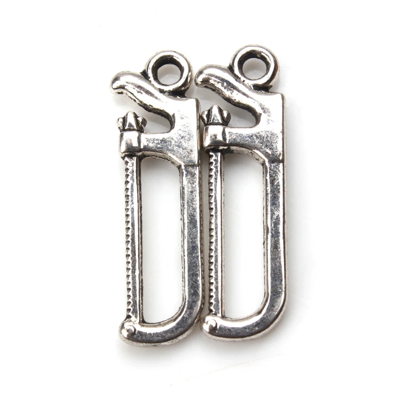 10pc-lot-24mm-x-12mm-Hacksaw-Charms-Antique-Silver-Tone-Two-Sided-charms-for-bracelets-necklace