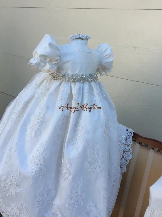 

infant baptism dresses for baby boy girls long beaded bling pearls crystals rhinestones christening gowns with bonnet