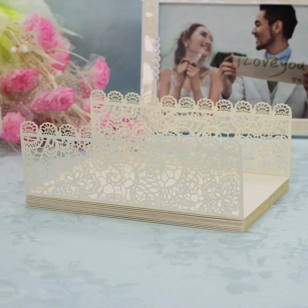  Lot 20 pcs Elegant Floral Pattern Embossed Paper Wedding Invitation Announcement Cards - 190x130mm - 32933094422