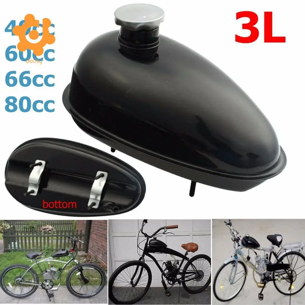 49cc 60cc 66cc 80cc Engine Motorized Bicycle Fuel Gas Tank & Cap Petcock 3L
