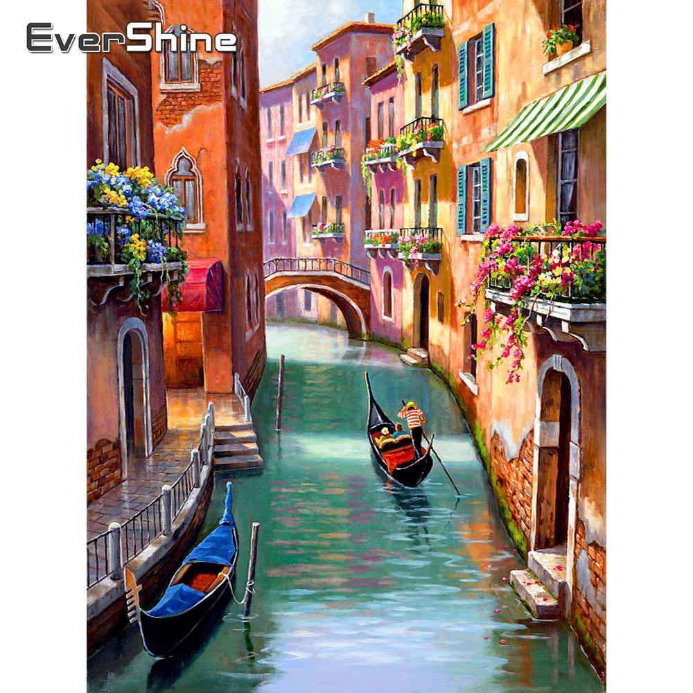 

EverShine 5D Diamond Mosaic Full Display Buildings Cross Stitch Diamond Embroidery Sale Scenic Rhinestones Pictures Beadwork