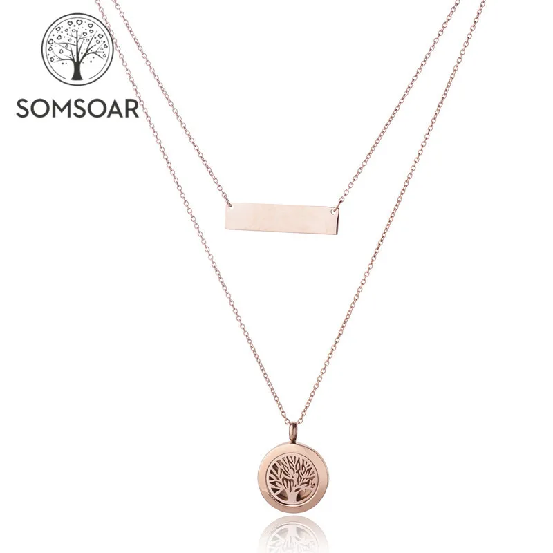 

Somsoar Jewelry Stainless Steel Essential Oil Aromatherapy Diffuser Perfume Locket Pendant with 40mm Engravable bar necklace