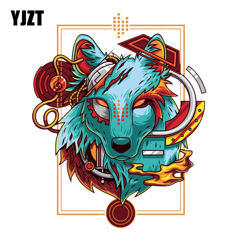 YJZT 13.4CM*16.5CM Doodle Tribal Wolf Decal PVC Motorcycle Car Sticker