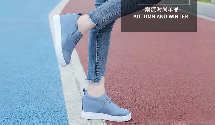 Ankle boots women shoes 2019 new fashion slip-on breathable casual shoes woman wedges solid high heels sneakers women boot (6)