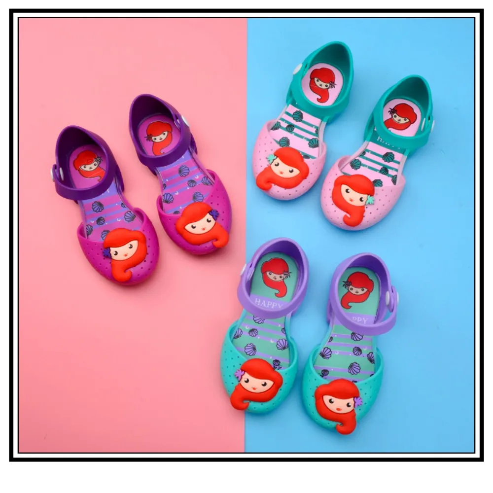 

Cute Summer Candy Color Toddler Kids Shoes Non-Slip Beach Shoes Girls Mermaid Princess Jelly Shoes Mary Jane Flats Girls Clothes