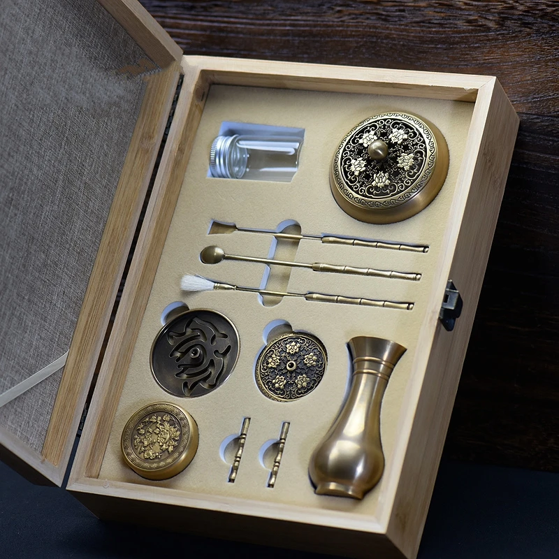 High Quality Set Copper Incense Burner Fine Censer Tool Box Gifts And