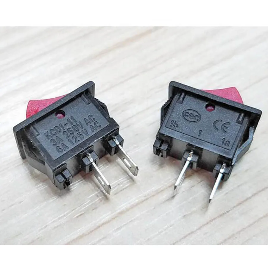 

20pcs Mini snap in rocker switch LED on-off switch 2 pins red LED light rocker switch for car truck audiovisual equipment