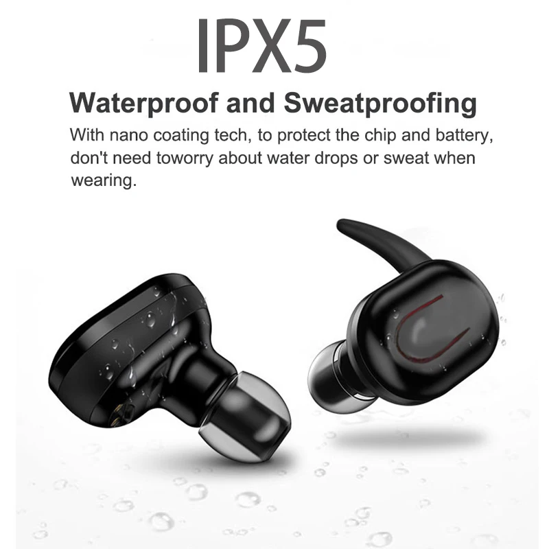 Лидер продаж TWS мини беспроводные наушники-вкладыши Bluetooth наушники V5.0 спортивные IPX5 водонепроницаемые с зарядным боксом гарнитура для Android IOS