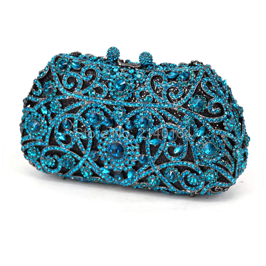 Мода Аквамарин Diamond Crystal Роскошный клатч синий ручной стильный Вечеринка кошелек sacoche Pochette Пром сумочка 093