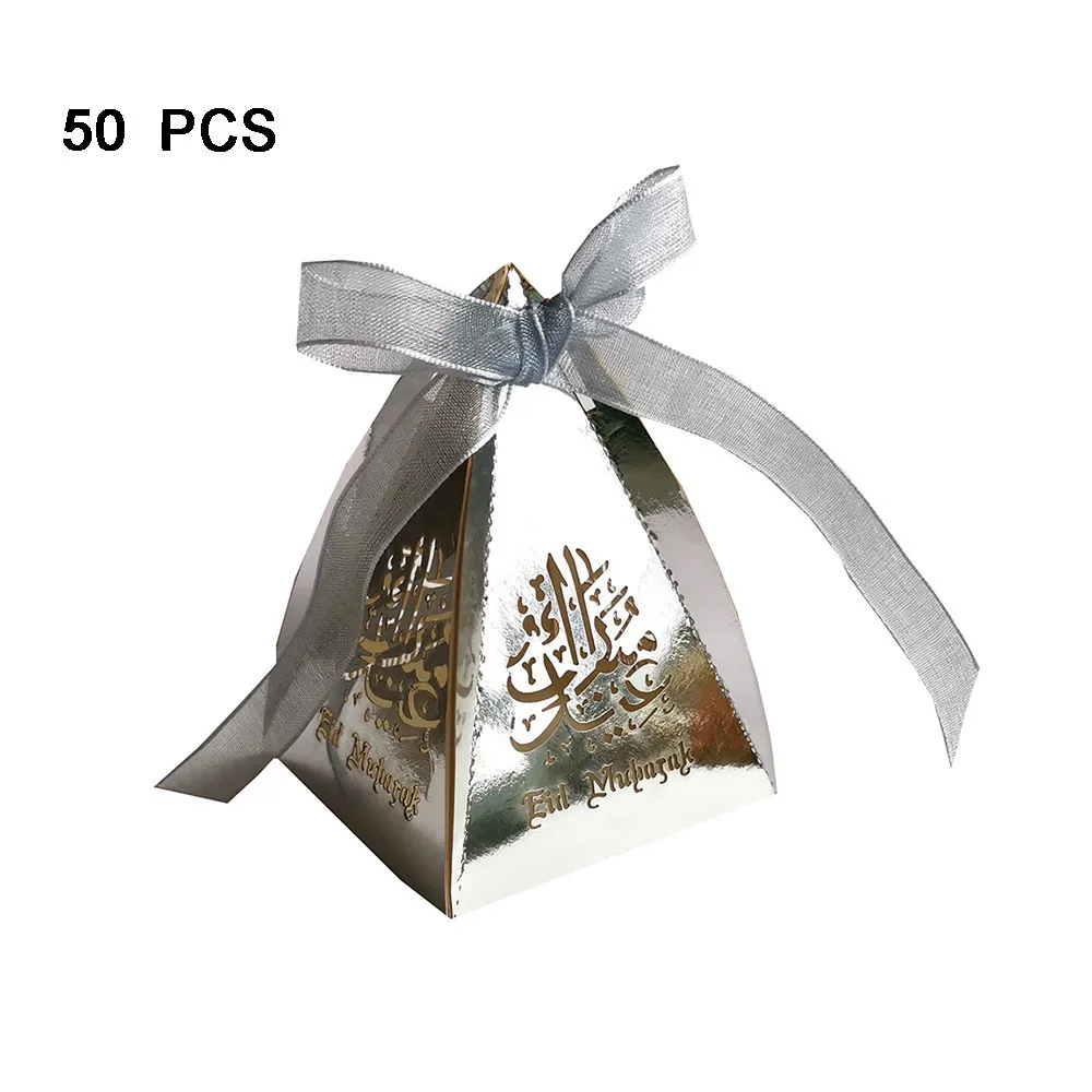 50 шт. Eid Mubarak конфетные мешочки принадлежности для праздника 5*5*7 см бумажные