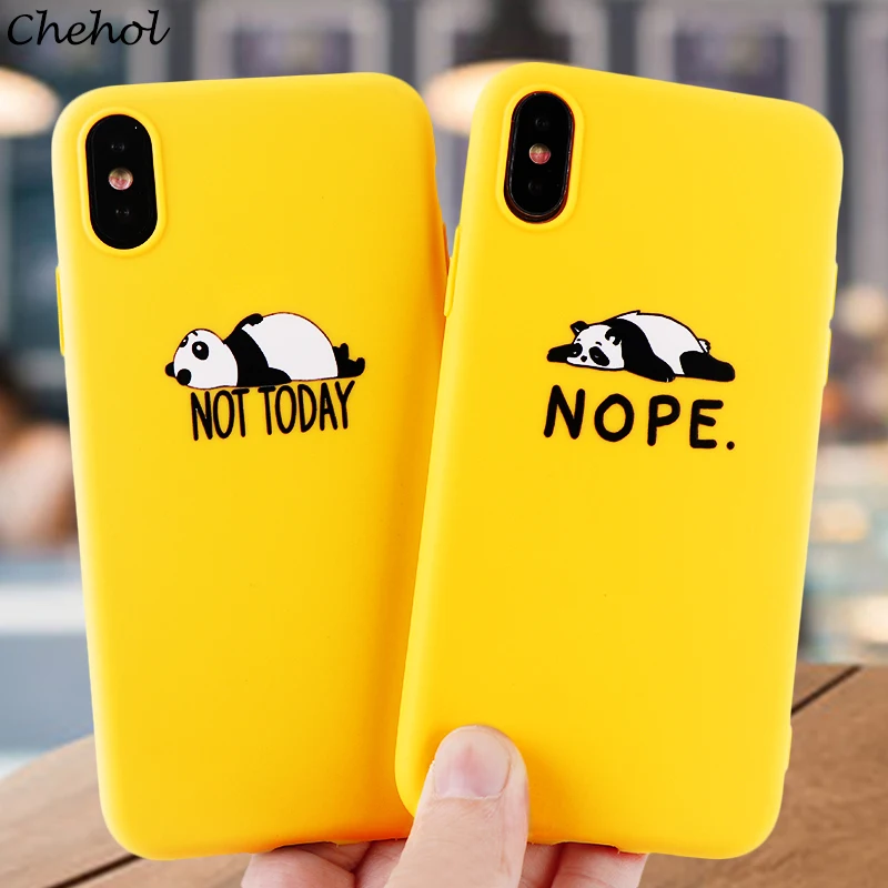 

Funny Cell Panda Phone Cases for iPhone X XS MAX XR 8 7 6 s Plus Case Not Today Soft Silicone Fitted Covers Back Accessories