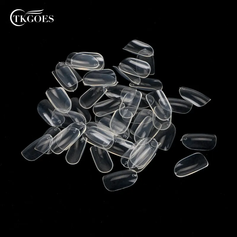 TKGOES 600 шт красивые прозрачные круглые короткие накладные ногти салон полное покрытие накладные французские ногти искусственные акриловые ногти