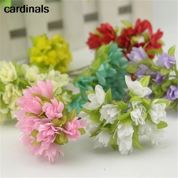 

72pcs 2.0cm New Arrival Mini Silk Scrapbooking Rose Artificial Flowers Bouquet For Wedding Decoration DIY Gift Craft Flower