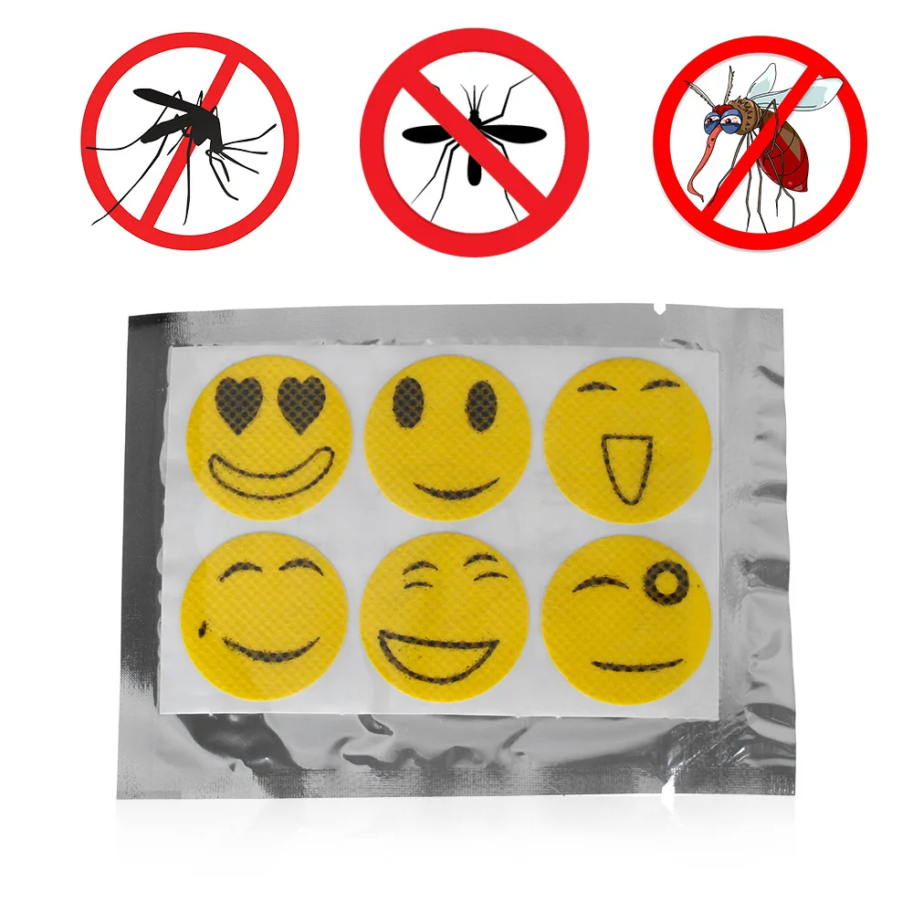 

60pcs/bag Anti Fly Plant Ingredients Cartoon Citronella Oil No-toxic Smiley Face Pest Reject Label Mosquito Repellent Stickers