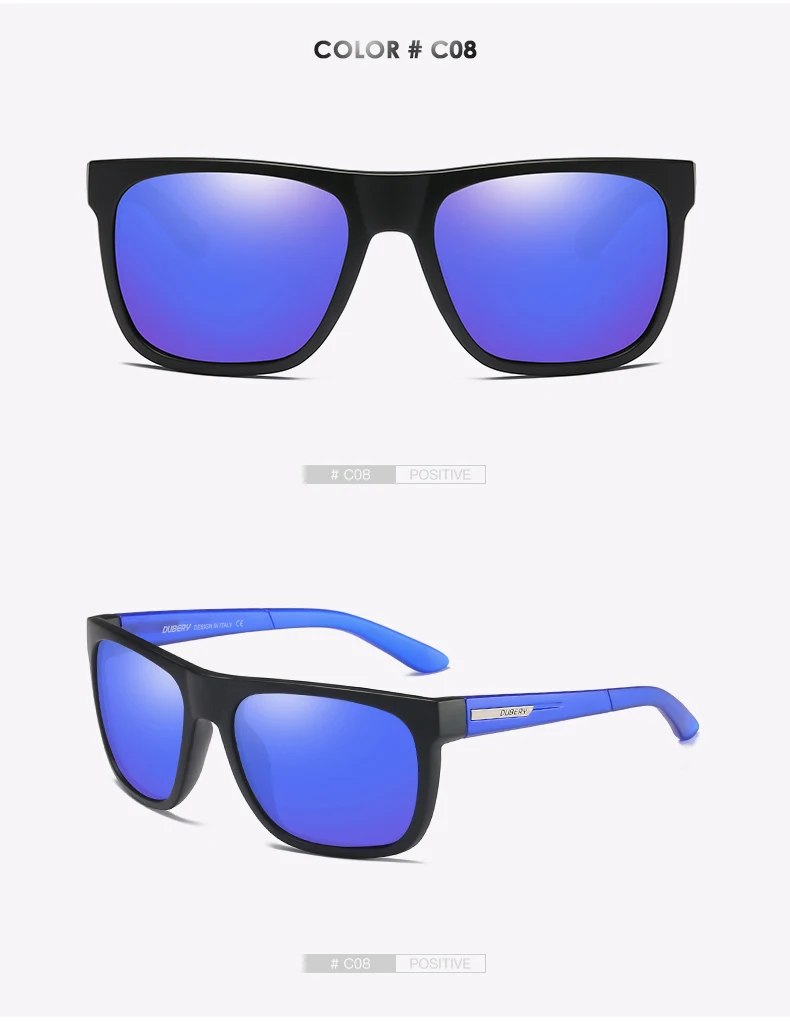 DUBERY фирменный дизайн поляризованные солнцезащитные hd-очки мужские водительские очки мужские солнцезащитные очки для мужчин Летние зеркальные квадратные очки UV400