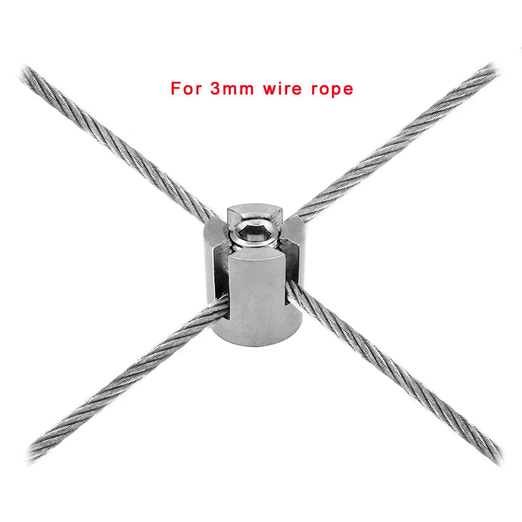 4 Pieces Stainless Steel 316 Marine Grade 3mm Wire Rope Cross Clips Trellis Green Wall System