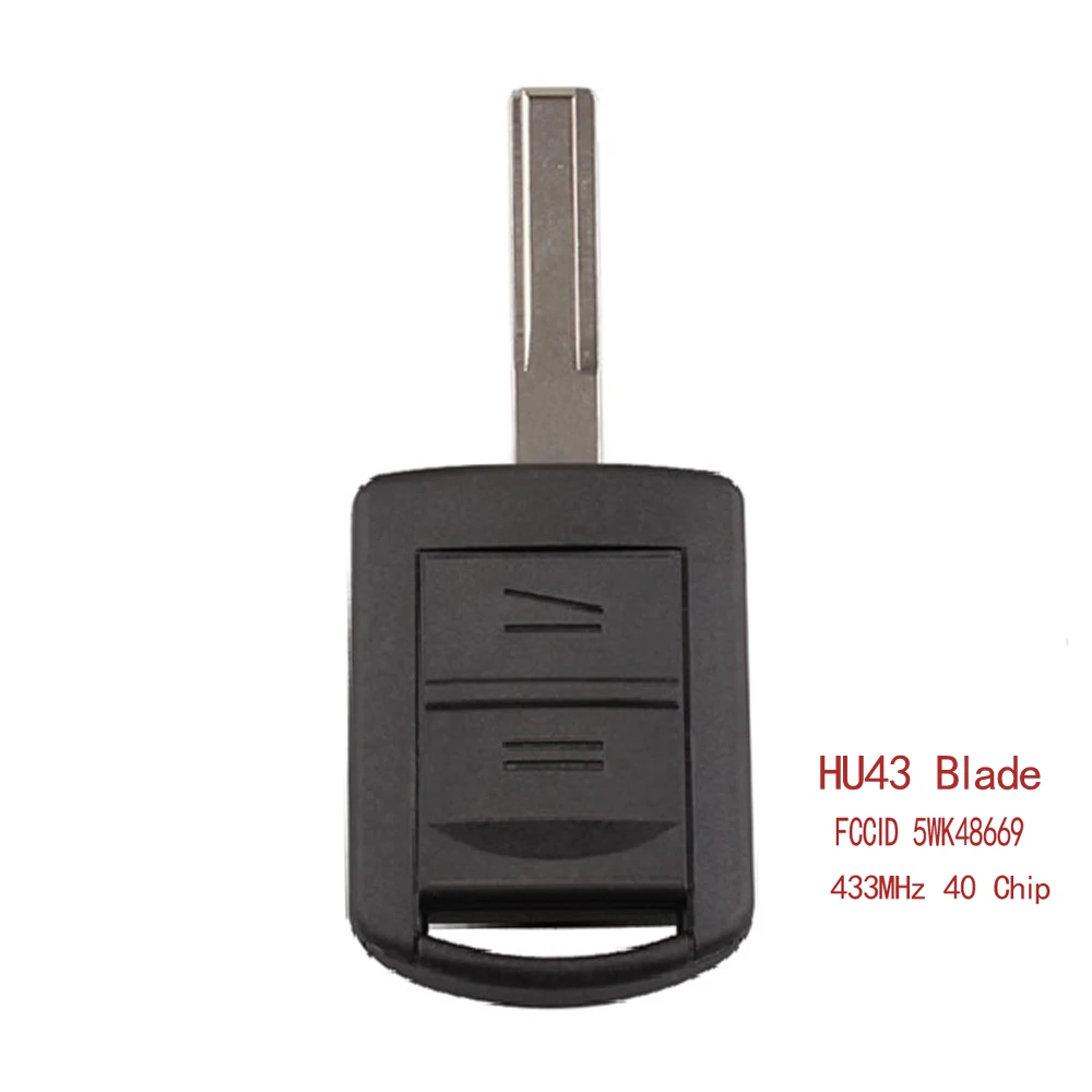 KEYYOU 2 кнопки дистанционного ключа автомобиля 5WK48668 для Opel AGILA Марка Meriva Astra CORSA C COMBO VAN TIGRA VECTRA 433,9 МГц с чипом ID40 - Количество кнопок: HU43 Blade ID40