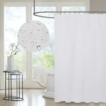 

72 * 72'' Polyester Waterproof Mildewproof Shower Curtain Decorative Privacy Protection Bathroom Curtain with 12pcs Hooks