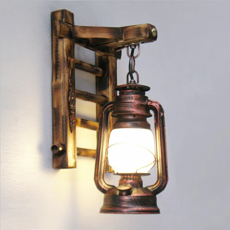Vintage Iron Bamboo Lantern Led e27 Wall Lamp Creative Indoor ... Vintage Iron Bamboo Lantern Led e27 Wall Lamp Creative Indoor ...