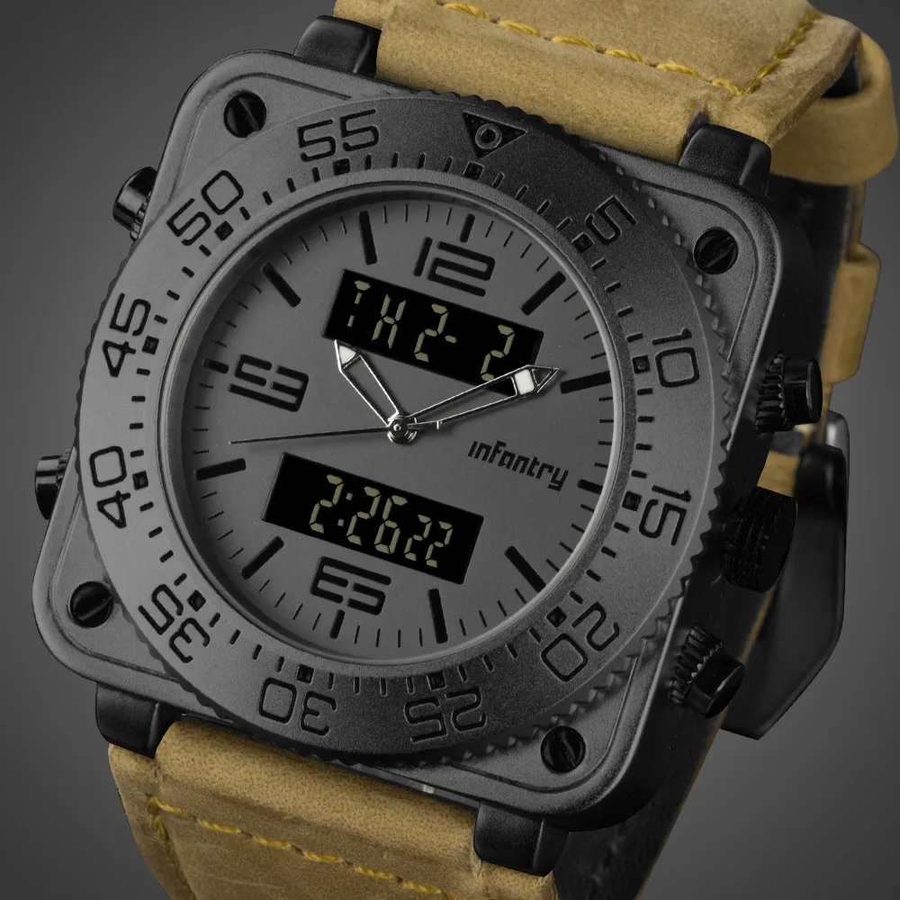 men's square digital watch