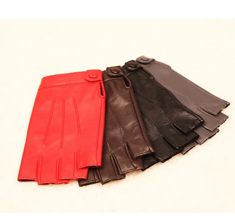 Genuine Leather Half Finger Women Gloves Solid Color Fashion Casual Elegant Lady Semi-Finger Sheepskin Glove L135NN Genuine Leather Half Finger Women Gloves Solid Color Fashion Casual Elegant Lady Semi-Finger Sheepskin Glove L135NN