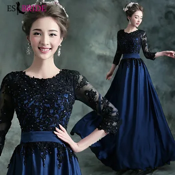 

Elegant Vestidos De Fiesta De Noche Royal Blue Evening Dress Long Lace Sleeve Robe De Soiree Evening Dresses Evening Gown ES1955