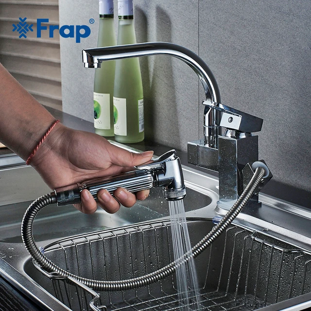 Best Offers Frap New Polished Chrome Brass Double Spouts 360 Degree & Pull Out Kitchen Faucet Kitchen Tap Sink Mixer torneira cozinha Y40057 Best Offers Frap New Polished Chrome Brass Double Spouts 360 Degree & Pull Out Kitchen Faucet Kitchen Tap Sink Mixer torneira cozinha Y40057