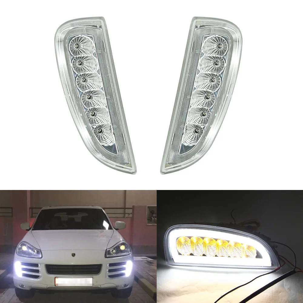 Прозрачные линзы дневного света СИД DRL положение для Porsche Cayenne 2006 2010 07 08 3 функции в