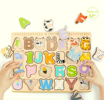 

Early Education of Children's Intelligence Animal Alphabet Jigsaw Alphabet Shape Hand-held Jigsaw Jigsaw Toys for Children