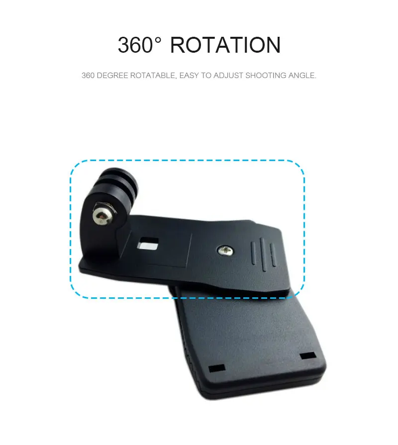 360 Degree Rotation Clip Backpack Hat Clip Clamp Mount for Gopro Hero 6 5 4 3+ 3 2 1 SJCAM SJ4000 Xiaomi Yi (2)